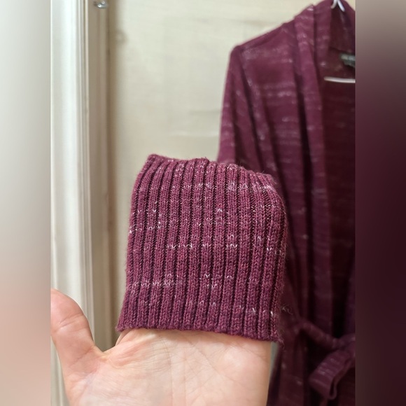 Eddie Bauer Women’s Plum Knit Belted Cardigan Sweater Coat Size M - Picture 3 of 6